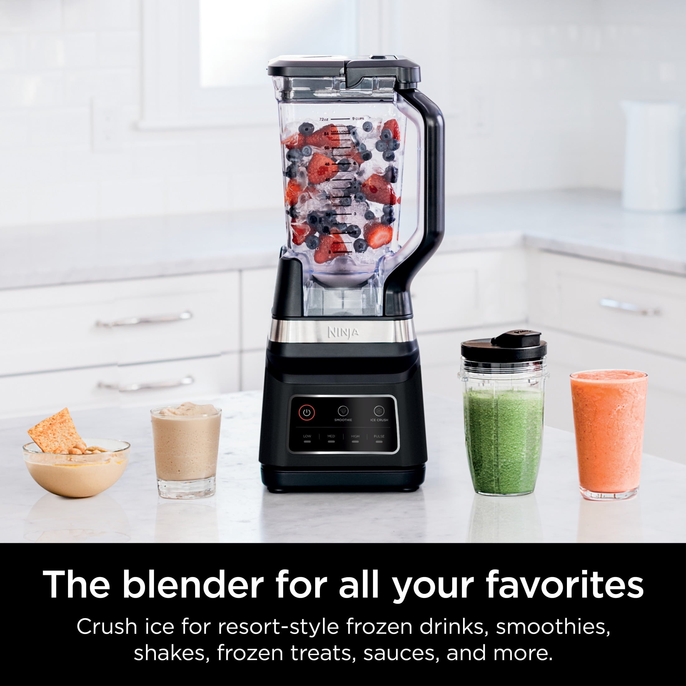 Ninja Professional Plus Blender, Smoothies, Ice Crush with 2 Auto-iQ Preset Programs, 1200W, 72 Oz, BN700 Black