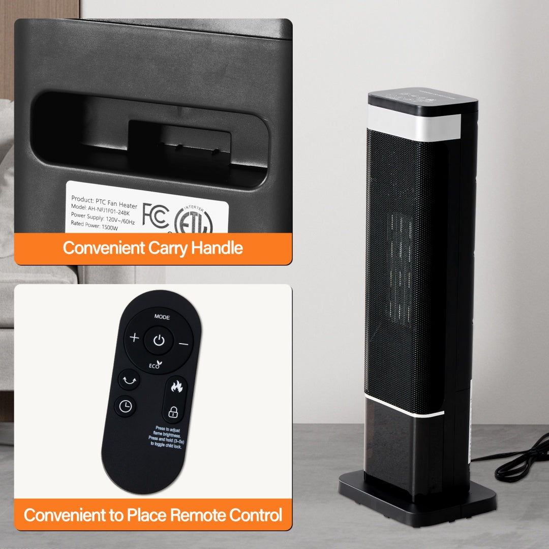 23inch Space Heater For Indoor Use, Portable Heater With 7 Light Colours