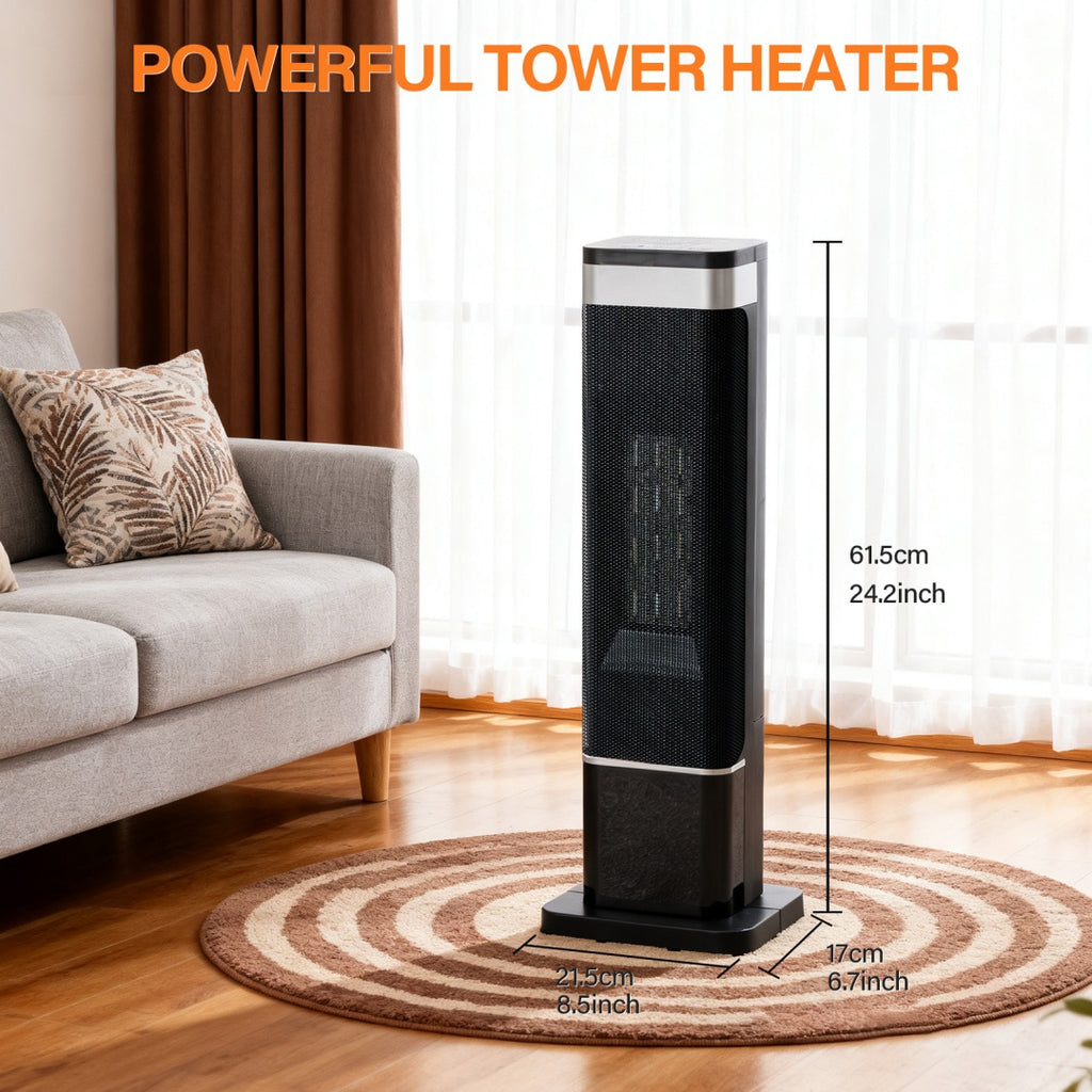 23inch Space Heater For Indoor Use, Portable Heater With 7 Light Colours