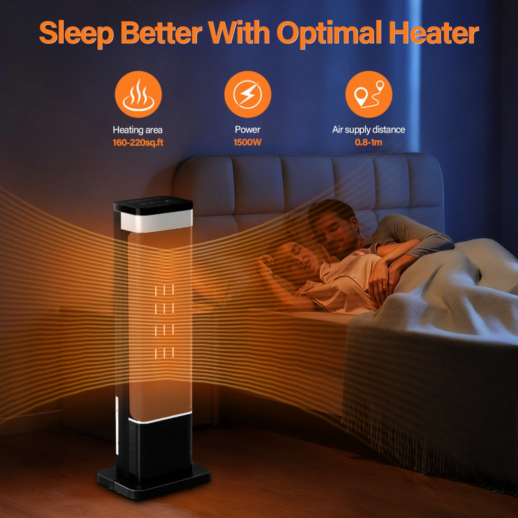 23inch Space Heater For Indoor Use, Portable Heater With 7 Light Colours