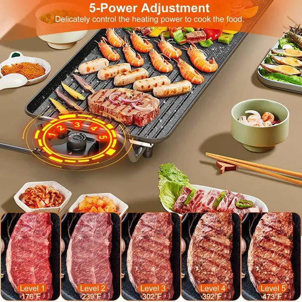 Electric Barbecue Grill Hot Plate Cooking BBQ Griddle Non-Stick Table Top Grill Griddle For Indoor and Outdoor Camping and Picnic